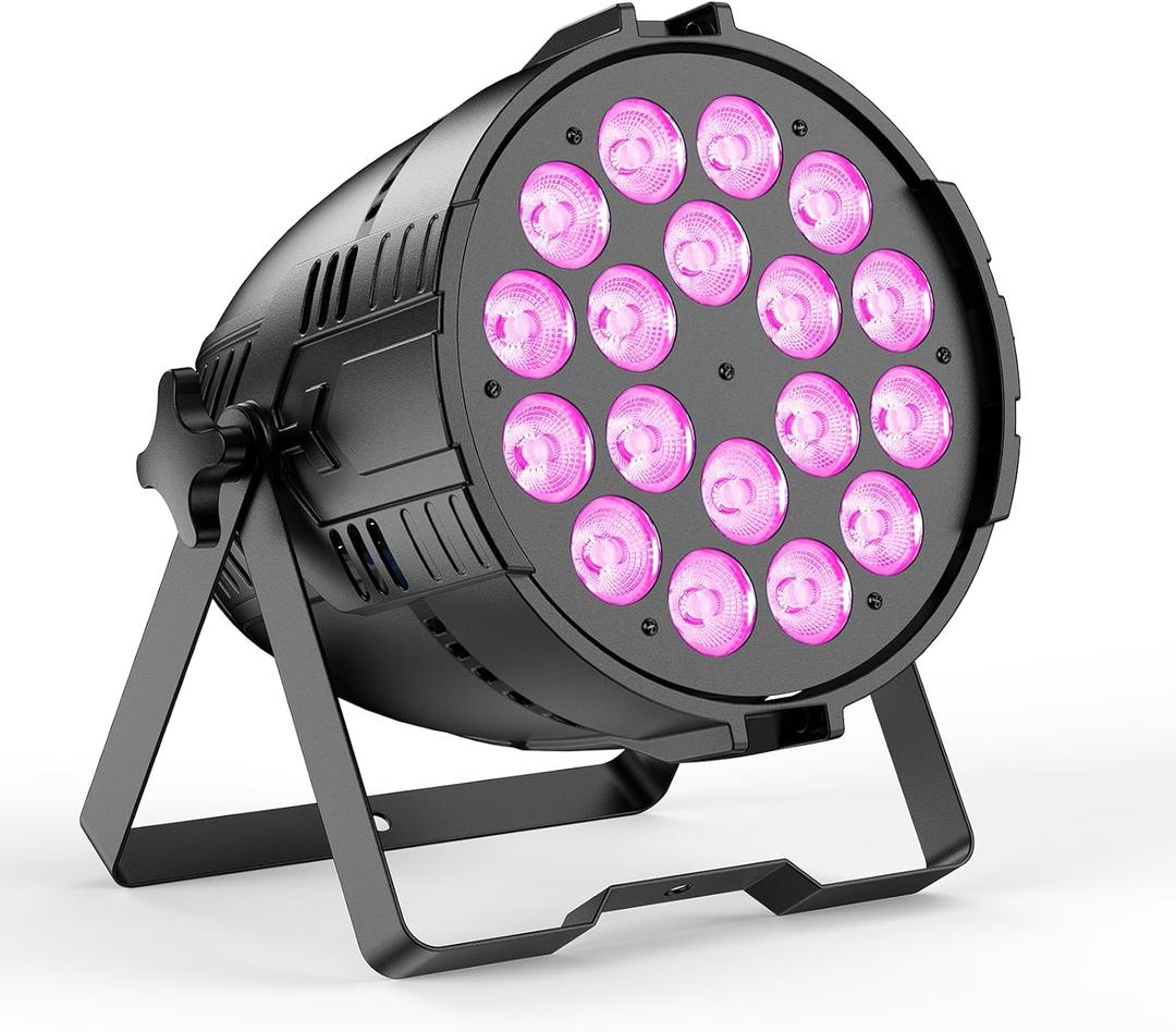 200W Stage Lights, RGBWAL 6IN1 Par Lights, Professional 18 LED DMX512 Sound-Activated Controlled LED Par Can, 6/10CH Uplights for Theater Studio Concert Stage DJ Party