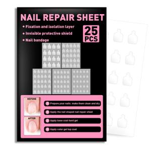 Nail Repair Patches for Damaged Nails - 580 Units Pre-cut Nail Repair for Fixation & Isolation Layer, Recovery Protective Layer for Acrylic Various Sizes, Easy to Use, Invisible & Instant