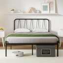 Novilla Queen Bed Frame with Headboard - 14 Inch Modern Matte Black Metal Platform Bed Frame Heavy Duty Slats Support, No Box Spring Needed, Noise-Free, Black