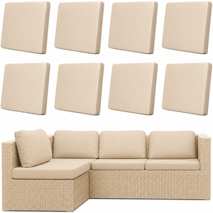 DREAHOTEXTIL 8Pcs Outdoor Cushion Covers, Patio Cushion Covers,Stretch Elastic Slipcovers, Replacement Washable & Reusable Furniture Protector for Patio Couch (Beige,Cover Only)