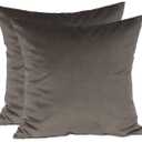 TangDepot Pack of 2 Solid Velvet Throw Pillow Covers, Cushion Shams, Super Luxury Soft Pillow Cases, Square Pillow Shells - (16x16 Inch 2 Pieces, Grey)