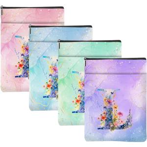 4Pcs Initial L Book Lovers Gifts Book Sleeve Waterproof Books Cover Pouch Personalized Monogrammed Gifts for Women Bookworm Bookish Reading Accessories for Birthday Wedding Thank You Gift