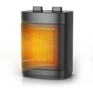Space Heater for Indoor Use 1500W Small Electric Heater with PTC Element Overheat & Tip Over Protection Thermostat Control Portable Heater for Small Room Black