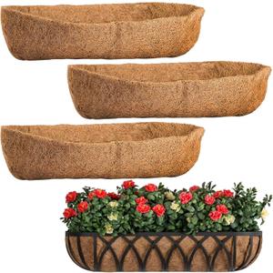 4 Packs Coco Liners for 30 Inch Planters, Coconut Fiber Window Box Insert, Trough Planter, Basket Liner for Outdoor Plants