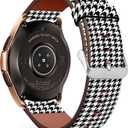 Mingdao Compatible with Galaxy Watch 7 6 5 4 /Watch5 Pro / Watch3 (41mm) / Galaxy Watch (42mm) / Active2 / Active Stylish PU Leather Band Replacement Strap, Houndstooth MD6979