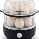 Elite Gourmet EGC1215B Easy Egg Cooker, Stainless-steel Heating Plate, Two-Tiered, 14-Egg Capacity, Soft, Medium, Hard-Boiled, Auto Shut-Off, Omelets, Poached Eggs, Measuring Cup, Piercing Pin, Black