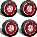 LED Trailer Light Kit - Round 16LED Tail Lights With Rubber Ring, Stop Brake Running Reverse Lamps for Trucks (4pcs, Red and White)