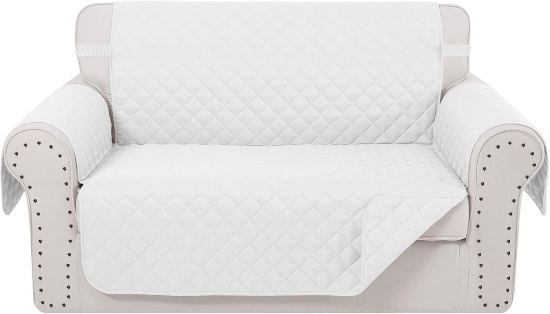 Reversible Loveseat Sofa Covers Couch Cover Furniture Protector(Loveseat Small,White/White)