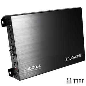4 Channel Amplifier Car Audio, 2000W High Output Car Stereo Subwoofer Amplifier, Class A/B, 200 x 4 Watts 2 Ohm, Bridgeable, Bass Boost, MOSFET Power Supply, for Cars Trucks