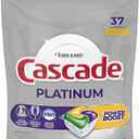 Cascade Platinum Power Boost Dishwasher Pods, Dishwasher Detergent, Dishwasher Soap, Dish Tabs, Dishwashing Tablets, Dish Detergent, Lemon, Actionpacs, 37 Count