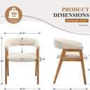 Modern Barrel Dining Chairs with Arms Set of 2, Upholstered Fabric Kitchen & Dining Room Chairs with Open Back/Solid Wood Legs, Comfortable Side Chairs, Linen Beige