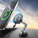 Magnetic Car Mount Charger Wireless, 15W Fast Charging 2 in 1 Magnetic Cell Phone Holder Stick on Dashboard Windshield, 360 Foldable Full Metal Car Accessories for iPhone16/15/14/13/12 Series