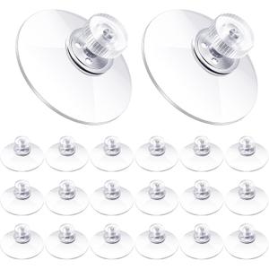 Zopeal 20 Pcs Adhesive Suction Cups Bulk with Screws Nut Plastic Sucker Pad 40 mm Clear PVC Sucker Pad Strong Adhesive Suction Hook Holder for Window Car Glass Shade Cloth Glass Bathroom Wall Door