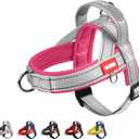Dog Harness for Mudium Sized Dogs, No Pull Reflective Trim Escape Proof Quick Release Stop Pulling Padded Lightweight Nylon Dog Harness with Handle for Walking Training, (Hot Pink/ Silver, M)