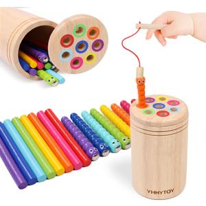 Montessori Toys for 2 3 4 Year Old, Dual Gameplay 18 Month Old Toy Preschool Color Sorting Toddler Magnetic Fishing Game, Fine Motor Skills Wooden Sensory Toys for Ages 2-4 Girls Boys Gifts for Kids