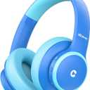 iClever BTH26 Active Noise Cancelling Headphones for Kids, 60H Play Time, Safe Volume 80dBA, Type C Fast Charging, Bluetooth5.4, Kids Bluetooth Headphones with Mic AUX Cord for iPad Airplane, Blue