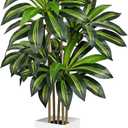 5FT Tall Artificial Dracaena Tree, Lifelike Faux Indoor Fake Floor Plant with White Pot, Faux Tree for Home Office Living Room Entryway Dcor
