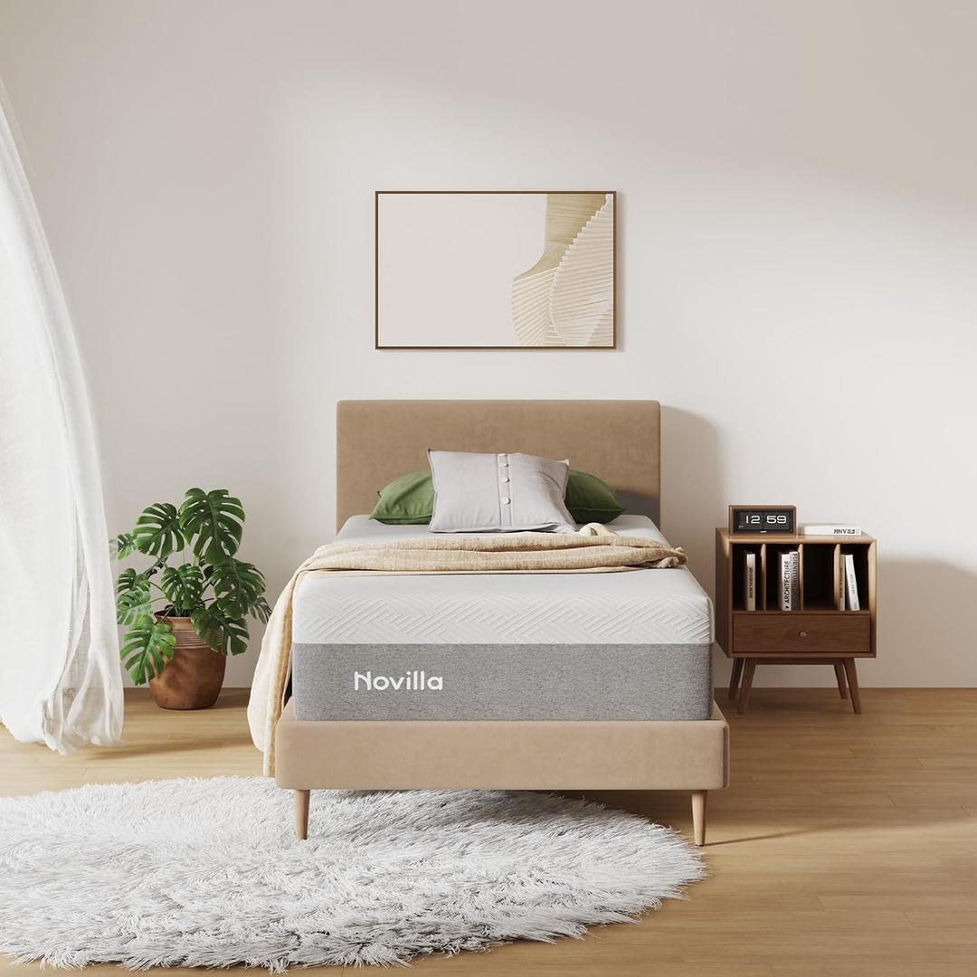 Novilla Twin Mattress, 10 Inch Gel Memory Foam Twin Size Mattress for Cool Night & Pressure Relief, Medium Plush Mattresses, Bliss
