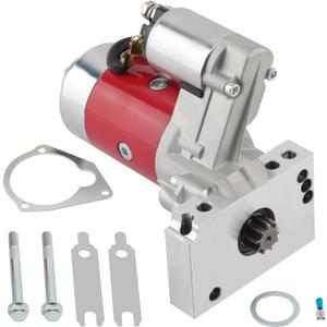Tuningsworld 3HP High Torque Mini Starter 18493 for Chevy SBC BBC 262-454 V6&V8 153 168 Tooth, Red