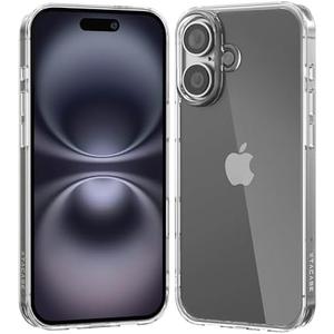 XTACASE Tempered Glass Clear Case for iPhone 16, Scratch-Resistant, with Shock-Absorbing Edges, Raised Bezels, Supports Wireless Charging and Power Sharing, Crystal Clear (iPhone 16)