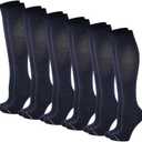 Women's Compression Socks Therapeutic Graduated (Pack of 6 Pairs) (Navy) Size: 9-11