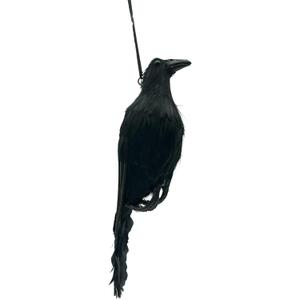 Realistic Hanging Dead Crows Decoy Life Size Black Feathered Crow Dead Crow Decoy for Garden Halloween Decorations