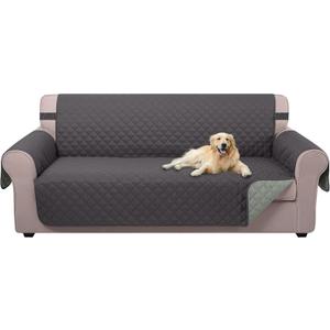 U-NICE HOME Reversible Sofa Cover Washable Couch Cover for Dogs with Elastic Straps Water Repellent Furniture Protector for 3 Cushion Couch Pet Friendly (Sofa, Dark Grey/Light Grey)