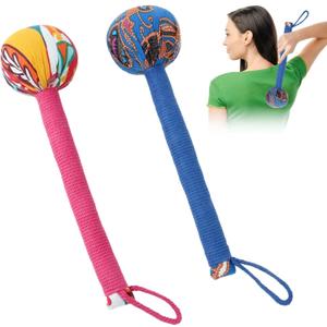 OnVisit 2PCS Herbal Wormwood Lymphatic Drainage Manual Hammer Massage Longer Handle Manual Back Massager for Shoulder, Neck & Muscle Pain ReliefRed/Blue