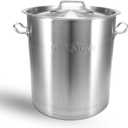 GasOne Stainless Steel Stockpot 20qt Stock Pot with Lid and Capsule Bottom Heavy-Duty Cooking Pot for Beer Brewing, Soup, Seafood Boil Satin Finish Stainless Steel Soup Pot