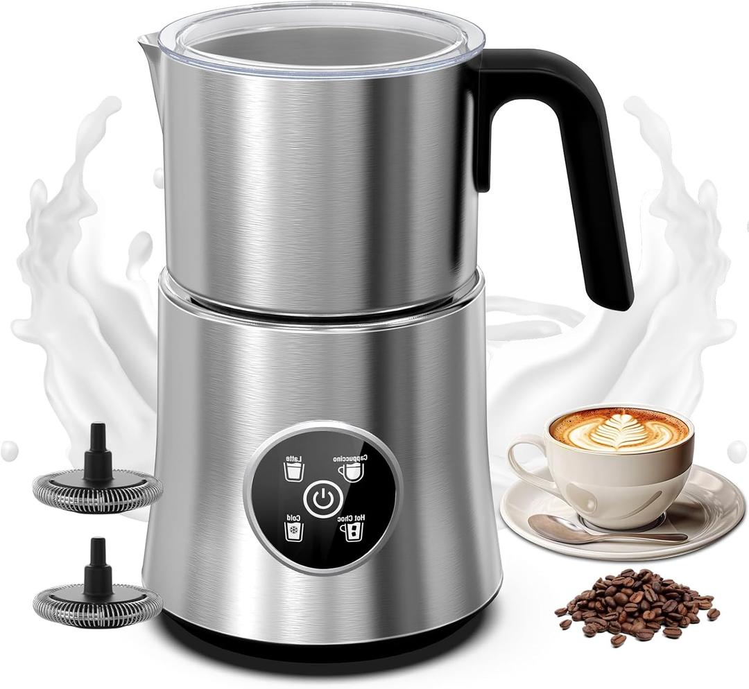 Milk Frother and Steamer, Electric Frother 900ML | All-in-1 Automatic Hot and Cold Foam Maker , Detachable Stainless Steel Jug for Latte, Cappuccino, Macchiato, Hot Chocolate