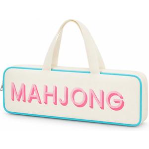 Mahjong Rack Storage Bag for 4 Racks, 4-Compartment Travel Case, Beige, One Size