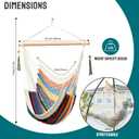 JoyView Hammock Chair with Spreader Bar Caribbean Hammock Swing Chair 300 LBS Weight Capacity XL Rope Hanging Chair for Outdoor Indoor Garden Yard - Multi Color