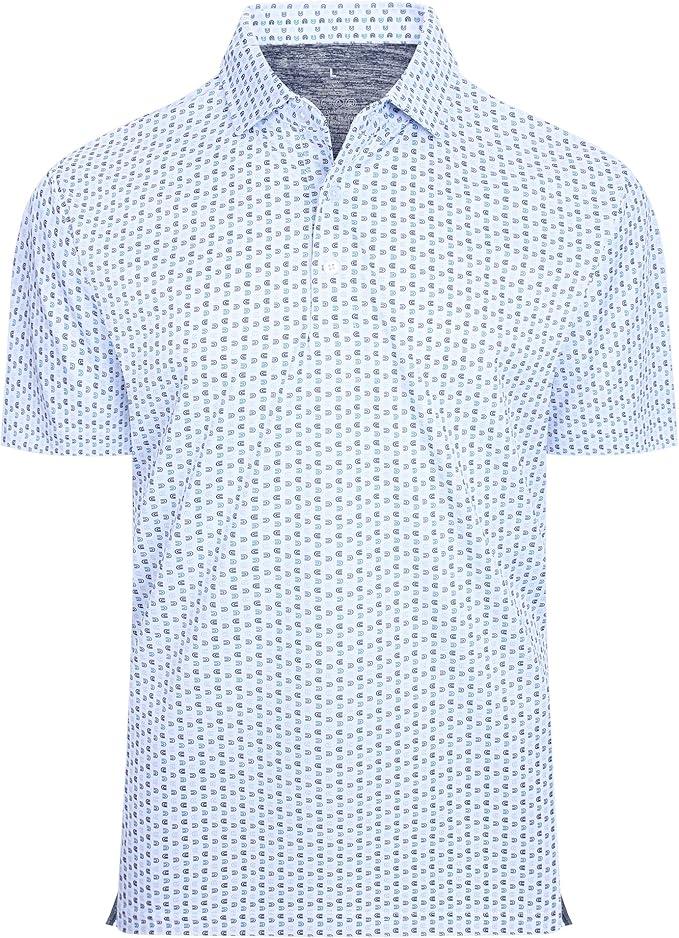 Mens Golf Shirt Moisture Wicking Classic Print Golf Shirts | Shape & color retaining,Low maintenance,Multi-scene active apparel, XL