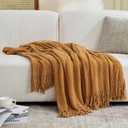 inhand Brown Throw Blanket for Couch Bed,Fall Home Decorative Soft Chunky Chenille Woven Blankets with Tassels,Lightweight Cozy Boho Farmhouse Warm Winter Gifts for Women,50"x60",Medium Thick