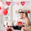 48 Set Valentine's Day Conversation Heart Cards Bulk with Envelopes and Hanging Rope Unique Shaped Greeting Cards Gift Hanging Ornament for Holiday Decoration