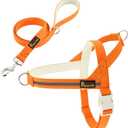 Plutus Pet Cotton Dog Harness and Leash Set, Reflective and Soft Padded, Quick Fit Vest Harness, for Small, Medium and Large Dogs, Orange, XXS
