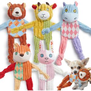 Nocciola 5PC No Stuffing Puppy Toys - Dog Toys Plushies Whimsical Variety Colors Animal Plush Toy with Squeaky Crinkle Sound to Keep Them Busy for Small Medium Dogs