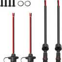 2Pin Waterproof Connector,2 Wire Male Female Plug LED Connector with 16AWG M16 Waterproof Cover Extension Cable with Ear Panel Installation Type for Car, Boat, LED Strip Lights.(2Pairs)