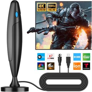 TV Antenna Indoor,Antenna for Smart TV for Long Range Reception and All Smart/Old TVs, HD Digital Antenna with Amplifier Signal Booster for Local Channels,Supports 4K 1080p