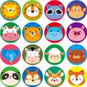 5 x 600 Adorable Round Animal Encouraging Incentive Stickers in 16 Designs with Perforated Line Expanded Version (Each Measures 1.5" in Diameter)