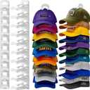 2 Pack Hat Organizer for Baseball Caps, Hat Rack for Wall Hold Up to 20 Hats, Hat Holder with Strong Adhesive and Screws, Hat Organizer Wall Mounted Hat Hanger Display for Door Closet Bedroom(B-White)