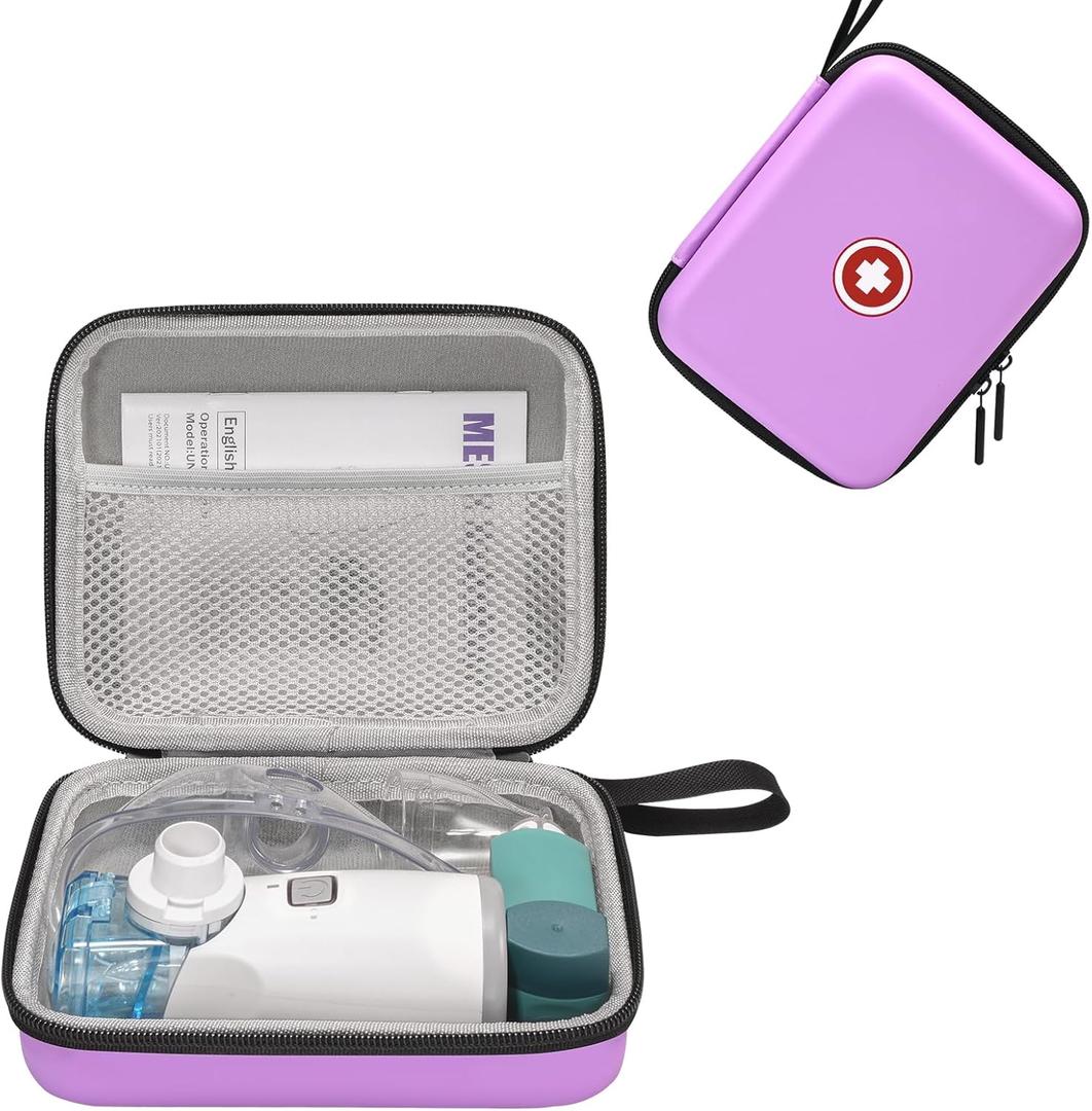 Carrying Case for Portable Nebulizer, Travel Medical Bag, Hard Emergency Medical Bag for Inhaler Spacer Case for Adults(Bag Only) (Purple)