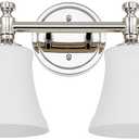 Polsihed Nickel Bathroom Vanity Light Fixtures, Traditional 4 Lights Wall Sconce Lighting with Large Opal Glass Shade, Porch Wall Mount Light Fixture for Bathroom, Mirror Cabinets Hallway Stairs