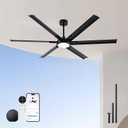65 Inch Outdoor Ultra-Thin Ceiling Fan with Light,6 Black Aluminum Blades