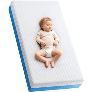 Tivellary Dual-Sided Crib Mattress Gel Memory Foam Infant & Toddler Mattress, Breathable Hypoallergenic Removable Cover, Fits Standard Cribs 52"x27.5"x5'', 52x28x5