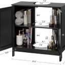TEENFON Pedestal Sink Storage Cabinet, Under Sink Cabinet with 2 Doors & Shelf, Under Bathroom Sink Cabinet, Pedestal Sink Storage for Bathroom, Black, 11.8"D x 23.6"W x 23.6"H