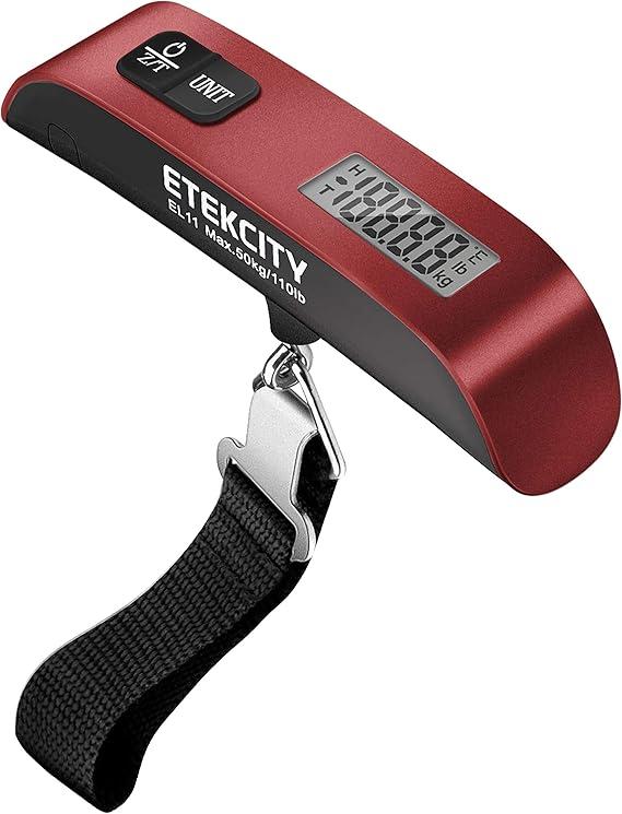 Etekcity Luggage Scale for Travel Essentials, Digital Suitcase Weight Scale with Hook, Travel Accessories for Portable Hanging Baggage, 110 Pounds