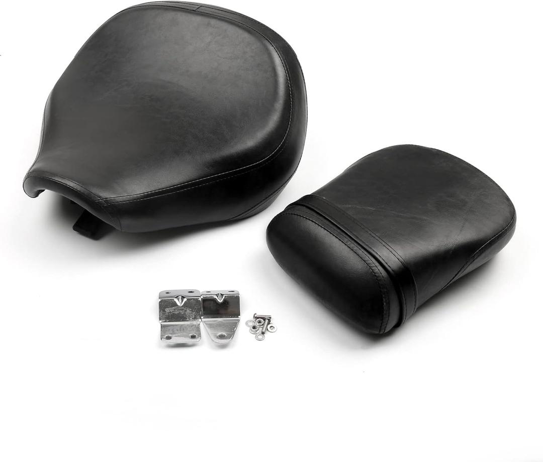 Juego de asiento de cojn delantero trasero de cuero sinttico + espuma suave, color negro para Suzuki Boulevard C50 2004-2013 para Suzuki Volusia VL800 2001-2004