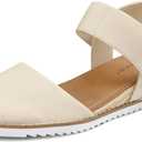 mysoft Women's Low Wedge Sandals Comfortable Closed Toe Espadrilles Slip on Elastic Ankle Strap Walking Sandals, Size 8.5