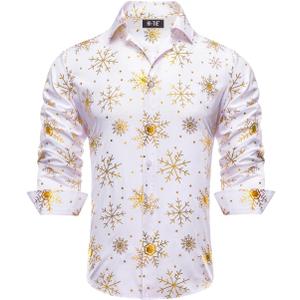 Hi-Tie Mens Christmas Dress Shirts Long Sleeve Casual Ugly Santa Claus Button Down Xmas Shirts for Men Party Holiday (White, XXXL)